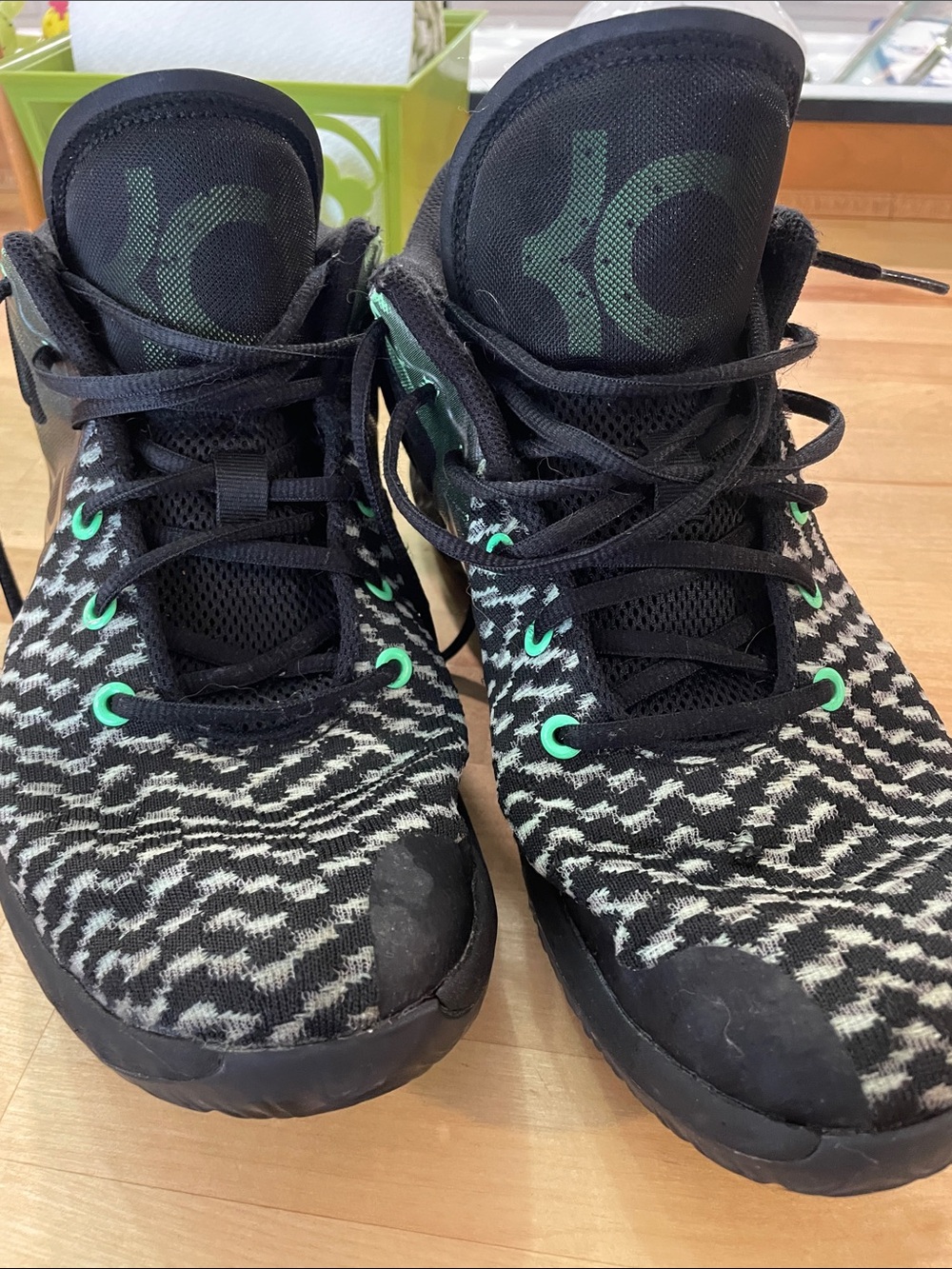 Nike KD Black and Mint Green Knit Sneakers